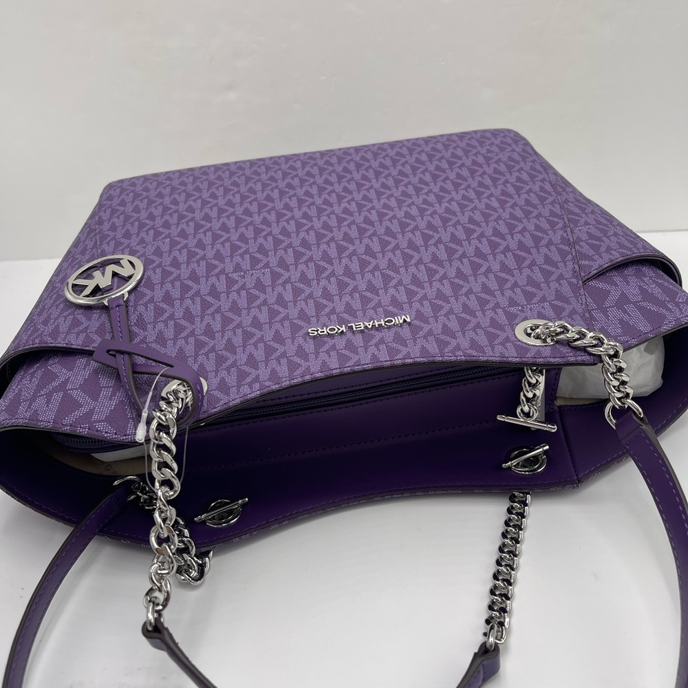 MICHAEL KORS 
Jet Set Travel Large Signature Chain Shoulder Tote Bag
Dark Purple - Picture 6 of 16